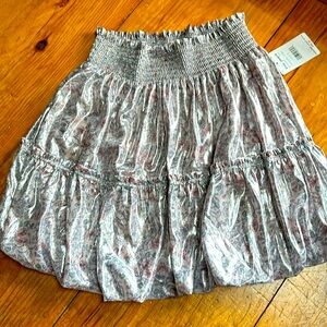 Free People NWT floral metallic bubble mini skirt